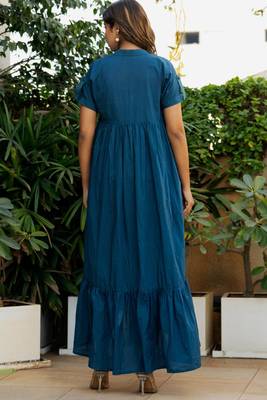 Blue cotton block dress 4