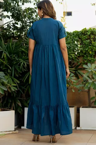 Blue cotton block dress