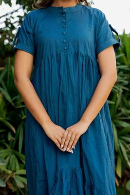 Blue cotton block dress 5