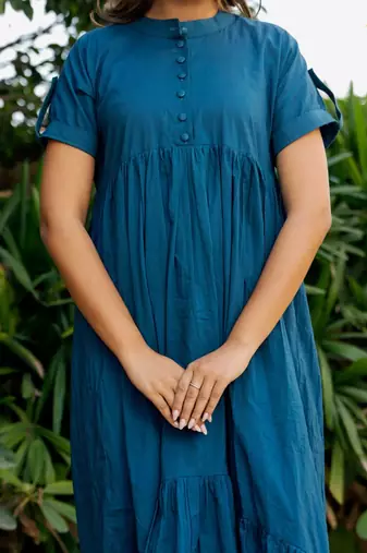 Blue cotton block dress