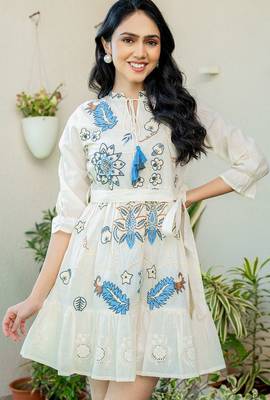 Off white embroidered mini dress 2