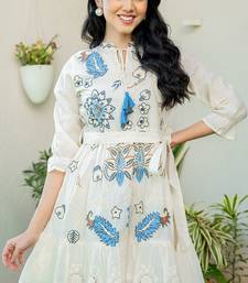 Off white embroidered mini dress