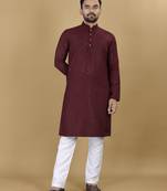 Maroon embroidered rayon straight kurta