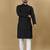 Black embroidered rayon straight kurta