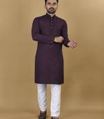 Purple embroidered rayon straight kurta