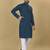 Teal embroidered rayon straight kurta