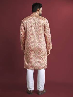 Multicolour printed pure silk straight kurta 3