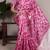 pink tasar art silk printed saree with shining viscose border