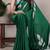 green satin art silk floral printed saree with matching blouse