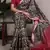 black tasar art silk blend printed saree with shining viscose border