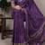 pruple printed crepe saree with matching blouse