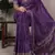 pruple printed crepe saree with matching blouse