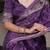 pruple printed crepe saree with matching blouse