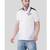 Men white cotton slim fit printed casual shirt with contrast panel & stripe detail