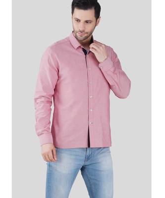 Men’s pink solid casual shirt | full sleeve cotton shirt with chest embroidery | slim fit button-down shirt for men 3