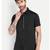 Men black solid slim fit zipper detail short sleeve casual shirt | zipper detailing & panelled shoulder stitching