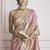 peach handloom khadi silk blend with digital print with zari border casual wear saree