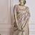 beige handloom khadi silk blend with digital print with zari border casual wear saree