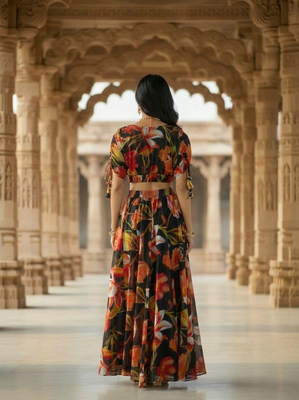 Black Digital Printed Lehenga Choli Without Dupatta 3