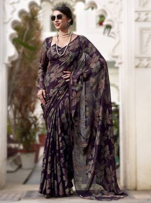 wine floral lurex brasso saree with subtle shine  alara catalogue 1