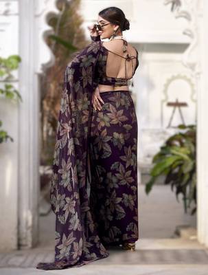 wine floral lurex brasso saree with subtle shine  alara catalogue 2
