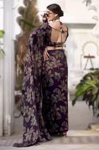 wine floral lurex brasso saree with subtle shine  alara catalogue