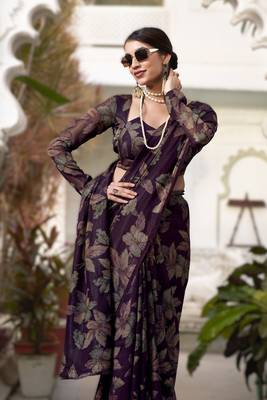 wine floral lurex brasso saree with subtle shine  alara catalogue 3
