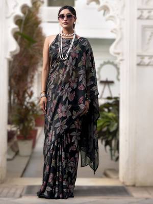 black floral lurex brasso saree with subtle shine  alara catalogue 1