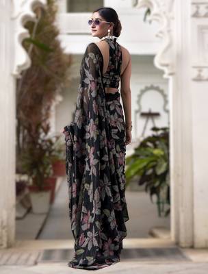 black floral lurex brasso saree with subtle shine  alara catalogue 2