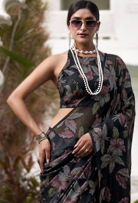black floral lurex brasso saree with subtle shine  alara catalogue 3