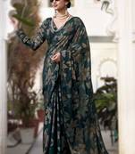 green  floral lurex brasso saree with subtle shine     alara catalogue