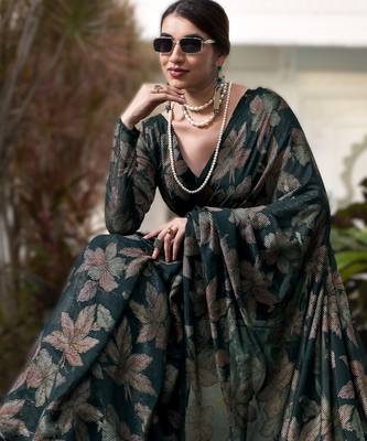 green floral lurex brasso saree with subtle shine  alara catalogue 3