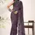 wine floral lurex brasso saree with natural art silk blouse