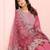 Rose pink roman plain embroidery straight round neck kurta set