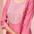Rose pink roman plain embroidery straight round neck kurta set