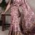 pink printed tasar art silk saree with shimmering viscose border