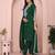 Dark green vichitra silk floral embroidery straight neck kurta set