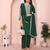 Dark green vichitra silk floral embroidery straight neck kurta set