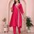 pink vichitra silk floral embroidery angrakha kurta set