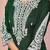 Dark green vichitra silk floral embroidery straight neck kurta set
