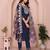 Navy blue roman plain embroidery straight round neck kurta set