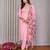 Light pink roman plain embroidery straight round neck kurta set