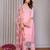 Light pink roman plain embroidery straight round neck kurta set