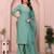 Aqua blue chinon plain embroidery straight kurta set
