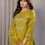 Olive green roman floral embroidery straight neck kurta set