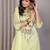 Lemon green kota doria floral embroidery straight round neck kurta set
