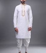 White silk kurta patiala for men's