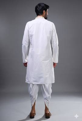 White silk kurta patiala for men's 3