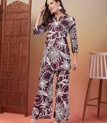 rayon purple floral print co-ord set