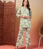 rayon green floral print co-ord set